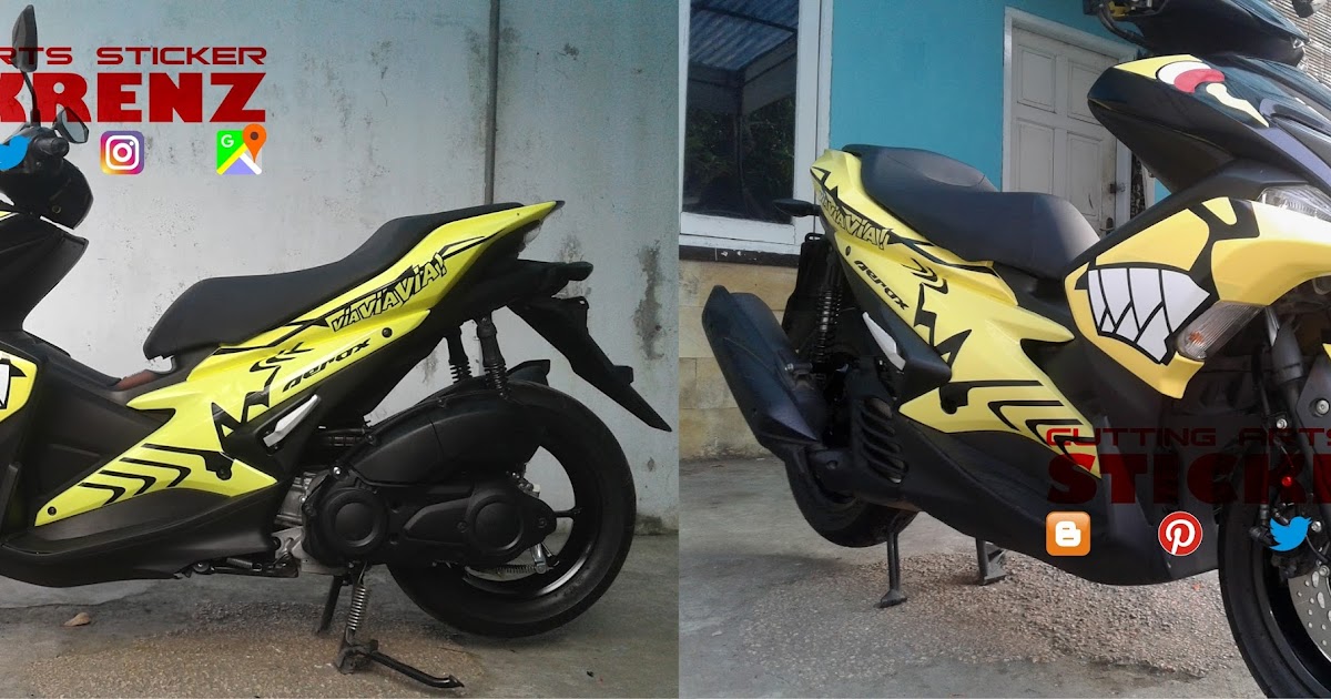 STICKRENZ Yamaha Aerox 155 Yellow Custom Wrap Shark 