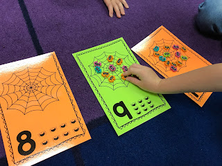 Spider Web Counting Cards, practice number recognition, counting, number order and one-to-one correspondence, www.justteachy.com