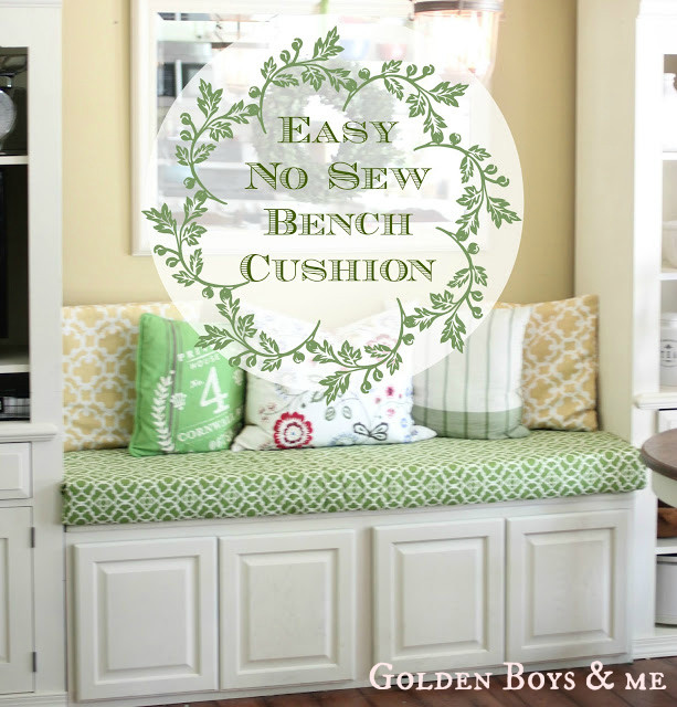 Easy no sew bench cushion using safety pins and curtain panel via www 