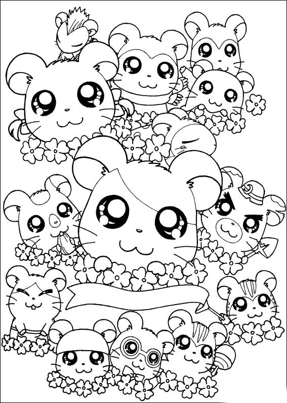 Hamtaro Cute Animals Coloring Pages