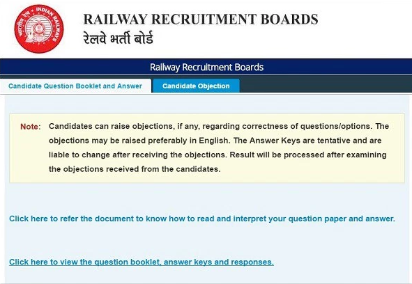 RRB NTPC Answer Key