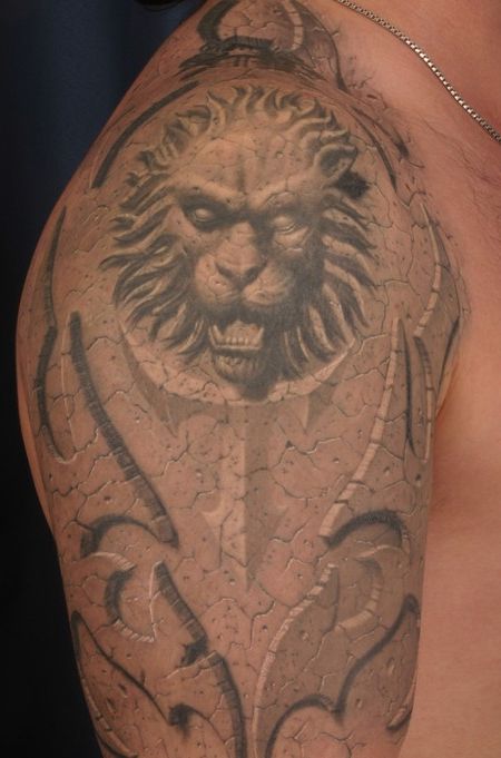 Lion Face Tattoo Design on Arms - 3D Tattoos