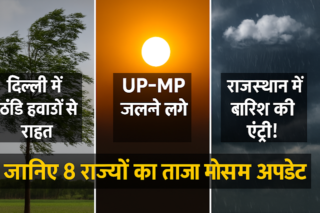 दिल्ली में ठंडी हवाओं से राहत, UP-MP जलने लगे, राजस्थान में बारिश की एंट्री! जानिए 8 राज्यों का ताजा मौसम अपडेट