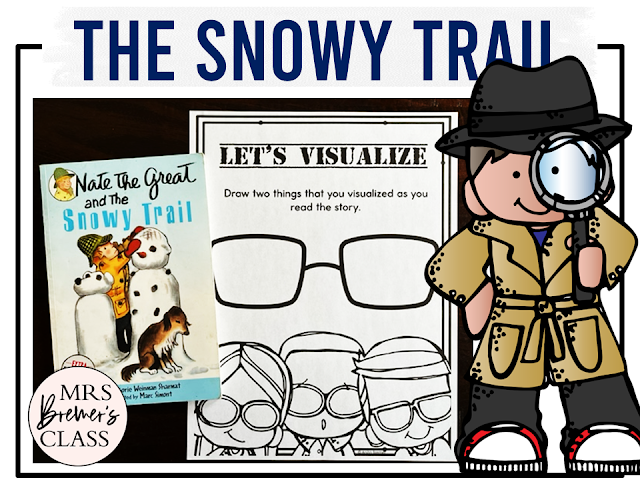 Nate the Great and the Snowy Trail book activities unit with literacy printables, reading companion activities and lesson ideas for First Grade and Second Grade