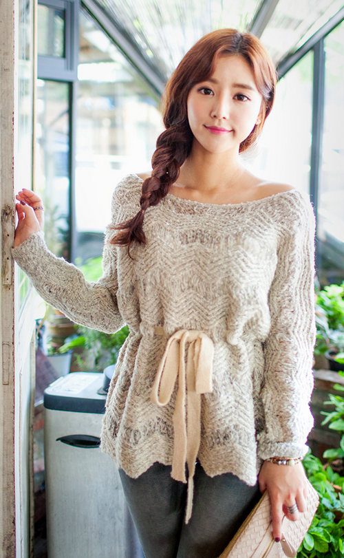 Drawstring Waist Knit Pullover