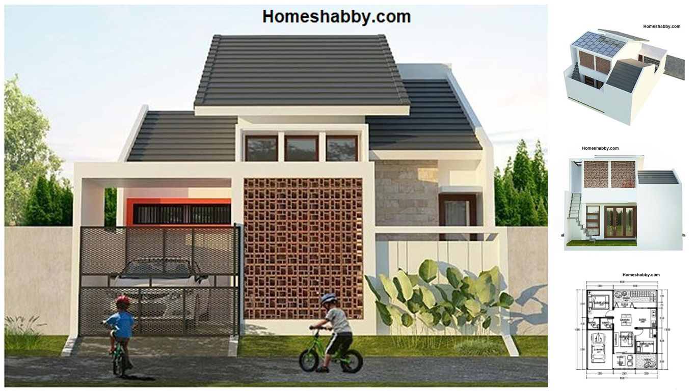 Desain Dan Denah Rumah Minimalis Ukuran 8 X 10 M Dengan Dinding Roster Tampak Lebih Mewah Dan Stylish Homeshabbycom Design Home Plans