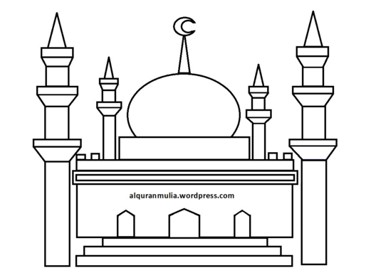 Masjid Kartun Hitam Putih Gambar Islami