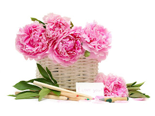 Love You Pink Flower Basket Wallpaper