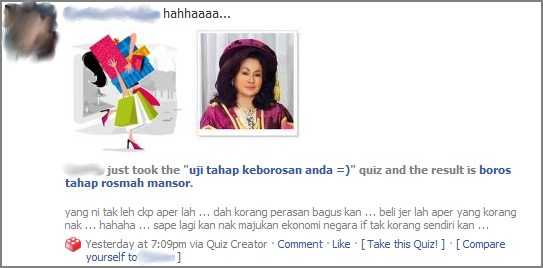 Rosmah Mansor on Facebook