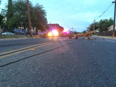 fresno car accident power pole outage fresno webster streets