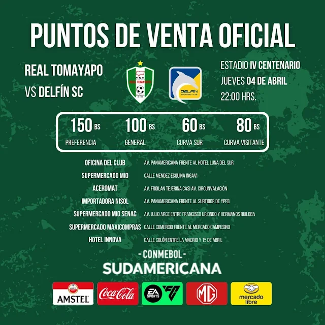 Venta de Entradas Real Tomayapo vs Delfin