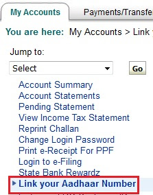 Link Aadhaar Number Online to SBI Bank