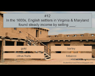 In the 1600s, English settlers in Virginia & Maryland found steady income by selling ___. Answer choices include: gold, barley, citrus fruits, tobacco