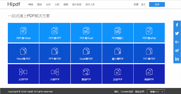 Hipdf 轉檔、分割、加解密 PDF 文件工具