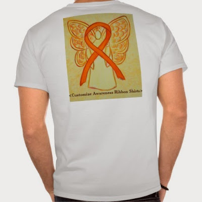 Orange Awareness Ribbon Guardian Angel Art Custom Shirts Apparel Team Walk Fundraiser