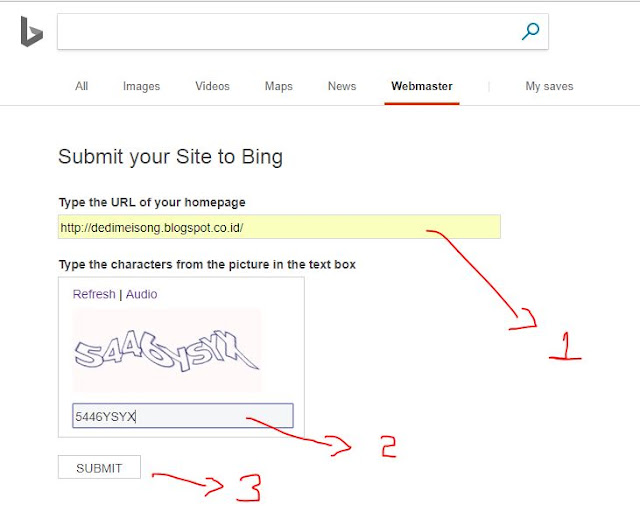 submit  url bing