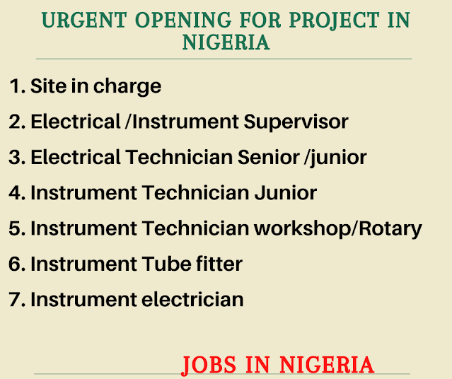 urgent opening for project in Nigeria