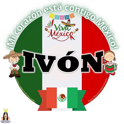 Solapín Nombre Ivón - Viva México para imprimir