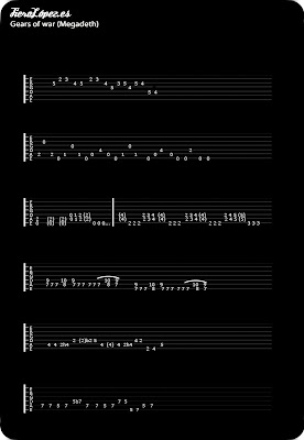 Tablaturas guitarra Gears of war Megadeth