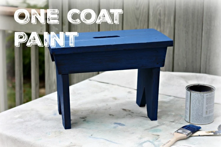 One coat of Napoleonic blue chalk paint drying