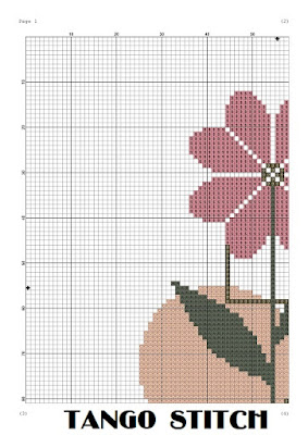 Scandinavian pink abstract flower cross stitch pattern - Tango Stitch