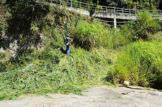 Funcionários da Prefeitura trabalham na revitalização da Piscina Sloper, no Soberbo