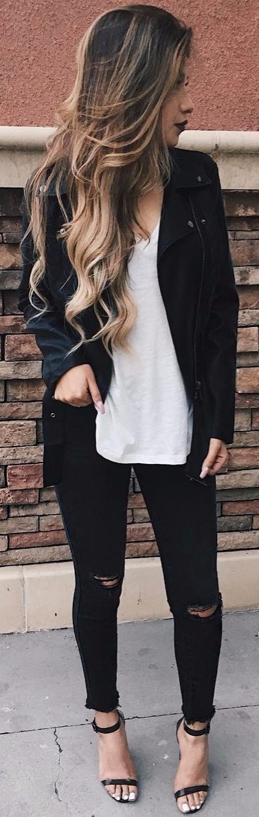 all black everything with white details 