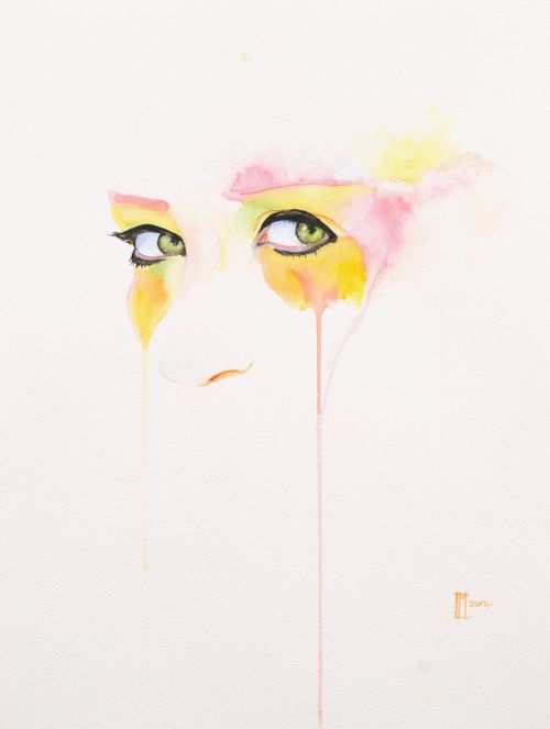 innes mcdougall pinturas aquarelas mulheres olhos lábios