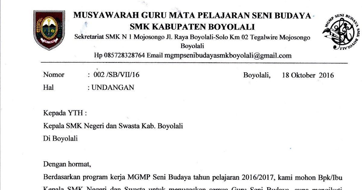 INFO SMA SMK KABUPATEN BOYOLALI: UNDANGAN MGMP SENI BUDAYA SMK