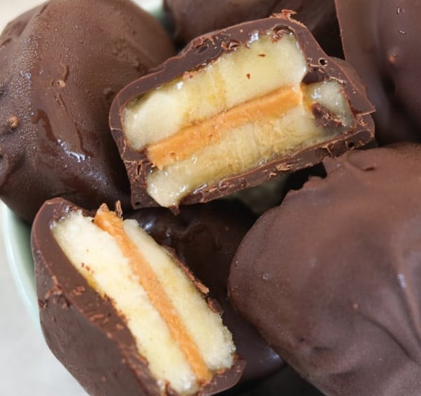 Frozen Chocolate Peanut Butter Banana Bites #healthy #diet