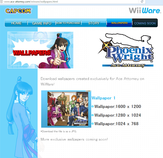 Phoenix Wright Ace Attorney WiiWare website desktop wallpapers art Capcom