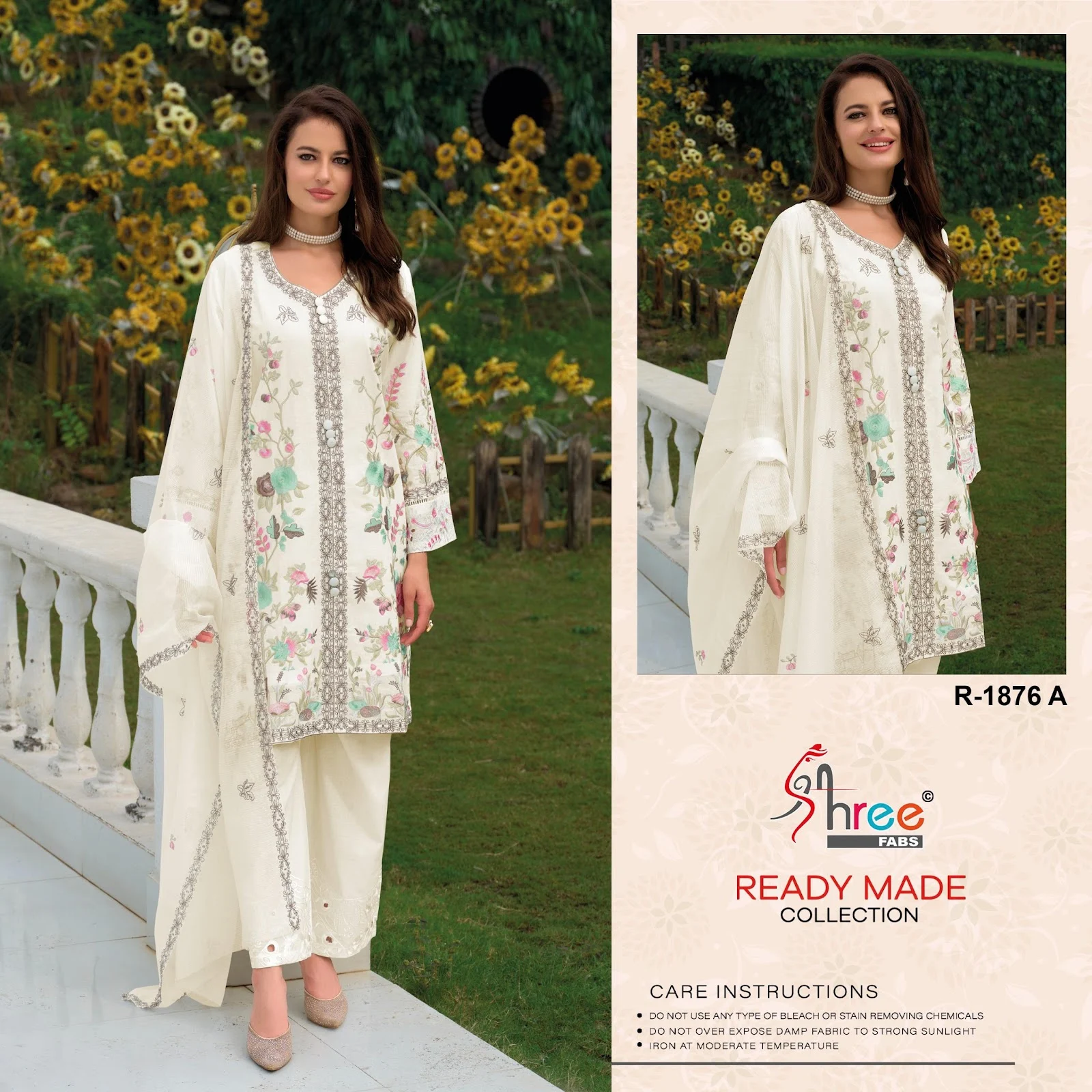 R 1876 Shree Fabs Cambric Cotton Pakistani Readymade Suits