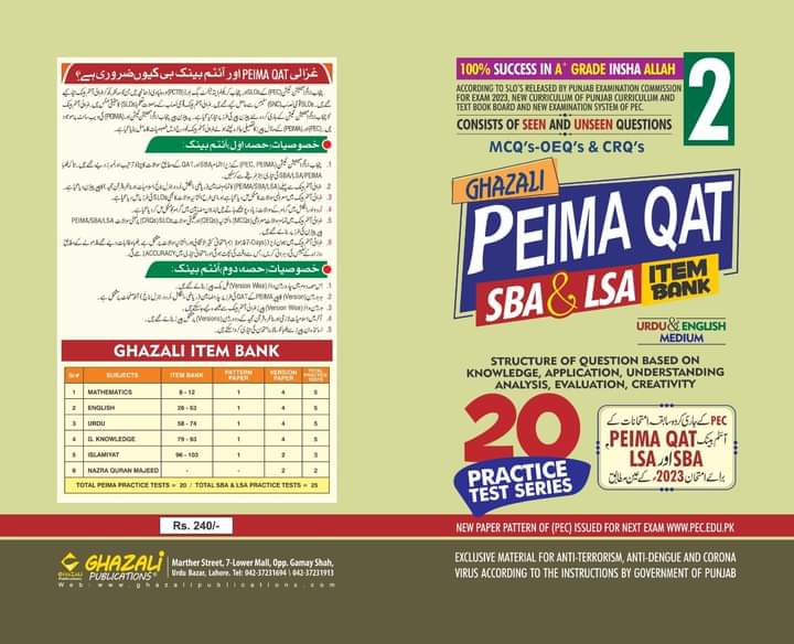 Ghazali PEIMA Model Paper New Paper pattern (LSA)(SBA) 2023