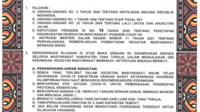 Berikut Isi Surat Edaran Kapolres Tana Toraja Untuk Pelaksanaan Kegiatan Masyarakat 