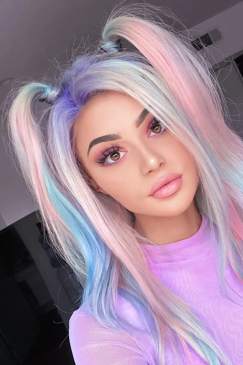 woman with pastel hair color