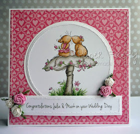 Pink romantic card featuring mice on a mushroom from Crafter's Companion
