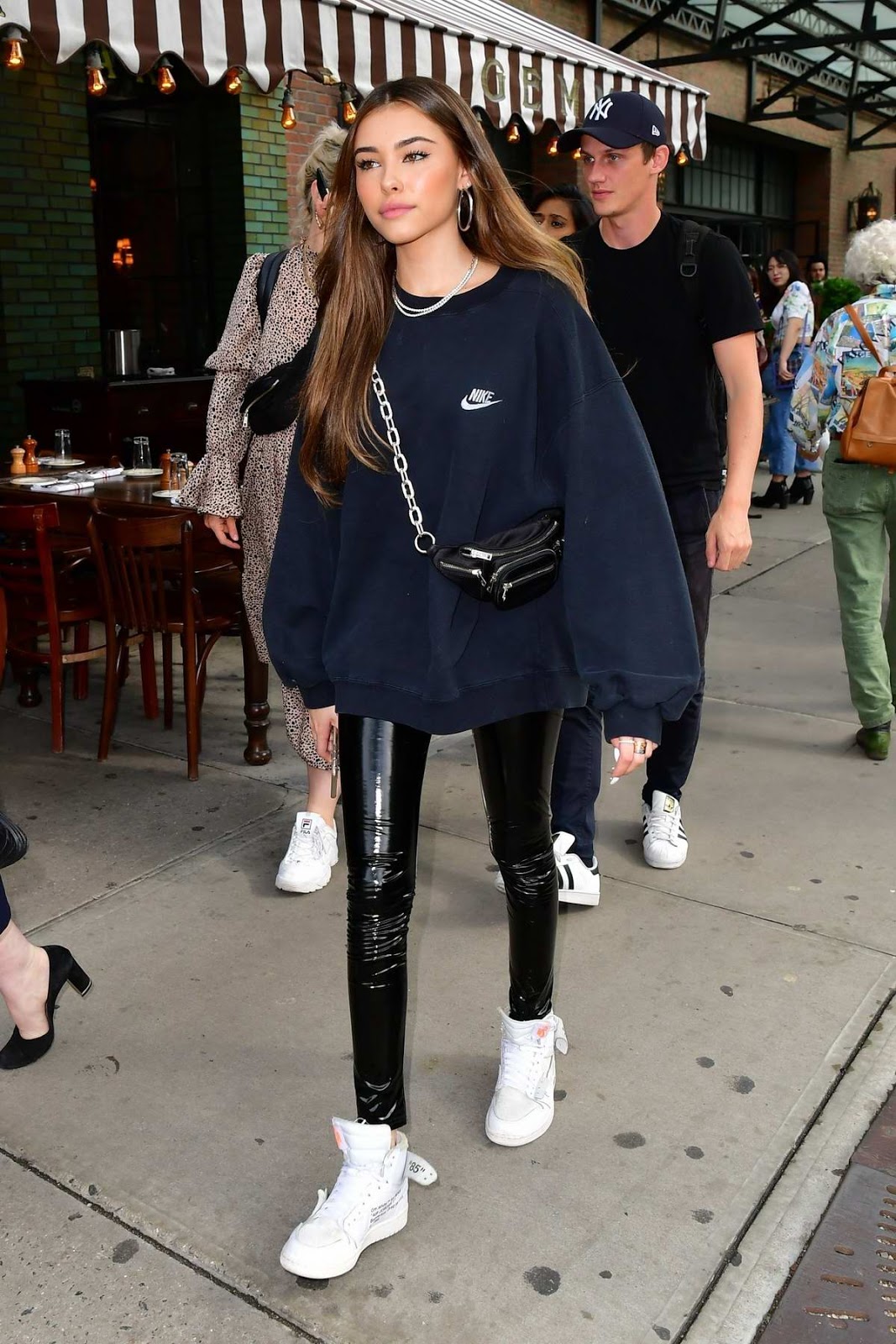 Madison Beer – Street Style Wears a Nike sweatshir in New York City