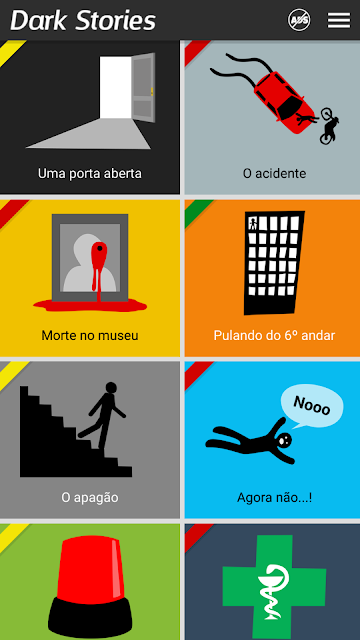 Tela inicial do jogo mobile Dark Stories