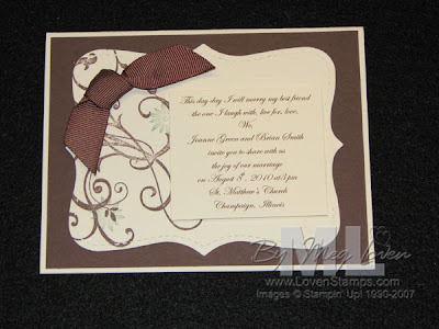 Handmade Wedding Invitations Ideas on Meg Loven  Stampin  Up  Demonstrator  Stamped Wedding Invitation Idea