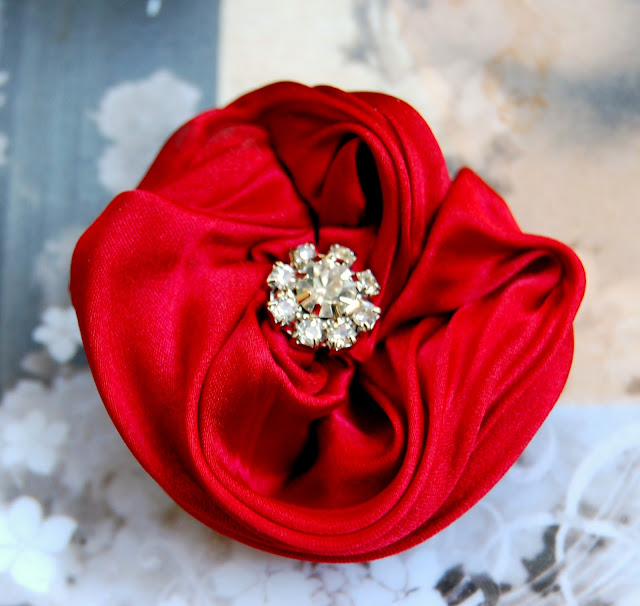 silk hair flower and rhinestone by catherine masi