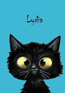 Lydia: Personalisiertes Notizbuch, DIN A5, 80 blanko Seiten mit kleiner Katze auf jeder rechten unteren Seite. Durch Vornamen auf dem Cover, eine ... Coverfinish. Über 2500 Namen bereits verf
