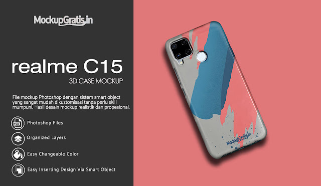 Mockup Custom Case 3D Realme C15 Gratis