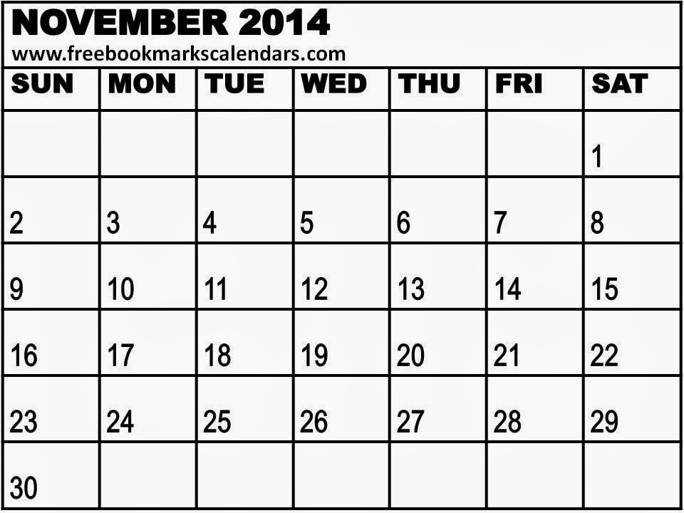 Blank Calendar November 2014