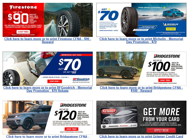 Grismer Tire Coupons