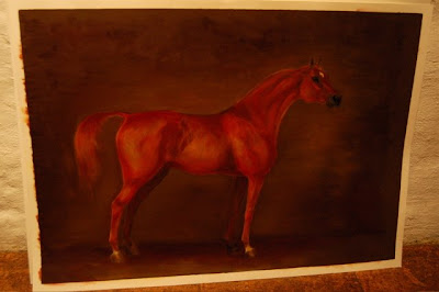 oil painting of a chestnut arabian by ophelia keys