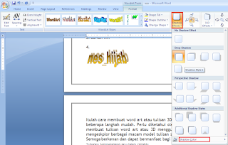 Cara Membuat Word Art atau Tulisan 3D di Ms Word 2007