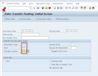 SAP Transfer posting