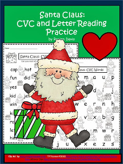 http://www.teacherspayteachers.com/Product/A-Santa-Claus-CVC-Words-And-Letter-Reading-Practice-1014394