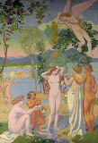 Panel 1. Eros is Struck by Psyche's Beauty by Maurice Denis - Mythology Paintings from Hermitage Museum