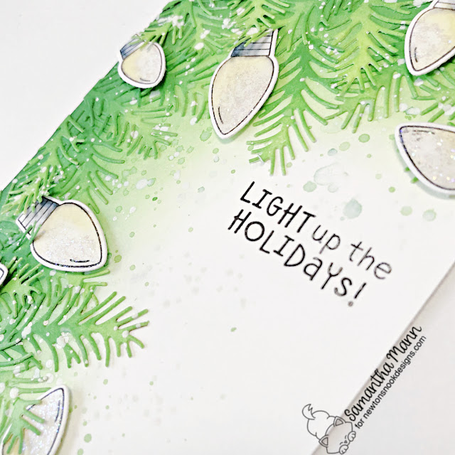 Light Up the Holidays Card by Samantha Mann | Holiday Lights Stamp Set and Pines & Holly Die Set by Newton's Nook Designs #newtonsnook #handmade